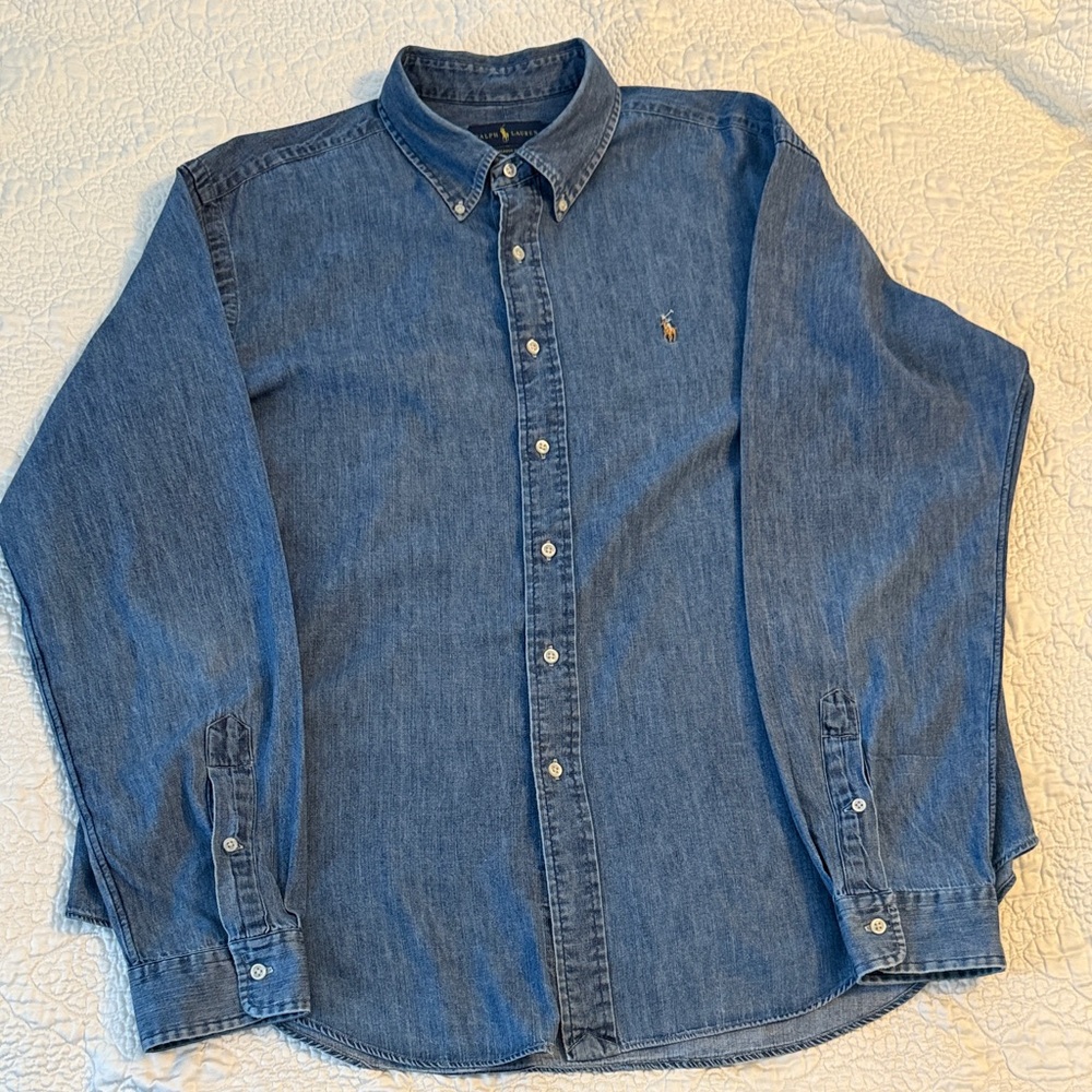 Ralph Lauren Men's Blue Denim Shirt Size XXL.